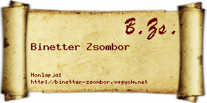 Binetter Zsombor névjegykártya